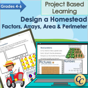 Preview of Design a Homestead Project Based Learning for Factors, Area and Perimeter