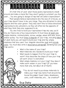 Design a Leprechaun Trap: Simple Machine Science Project by ideas by jivey