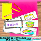 Design Pet Rock Inspired Desk Name Tags : Coloring Name Plates