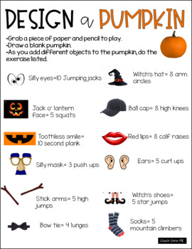 Preview of Design a Pumpkin | Halloween game | Virtual PE | Distance Learning