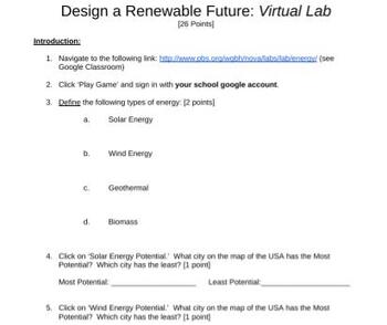 Preview of Design a Renewable Future: Virtual Lab