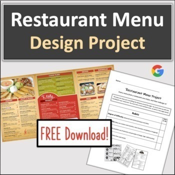 Preview of Design a Restaurant Menu Project with Rubric (Google)