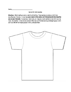 Design a Shirt Beginning of the year activity by Middle Minded | TPT