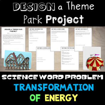 Preview of Design a Theme Park Transformation of Energy - Word Problem Project