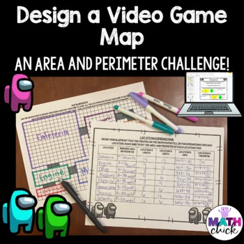 Preview of Design a Video Game Map- Area and Perimeter Project multiplication and division