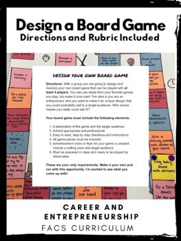 Preview of Design a board game directions and rubric