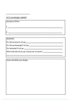 Preview of Design a shaduf worksheet template.