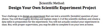 Preview of Design an Experiment Unit Project, Scientific Method, Poster & Essay