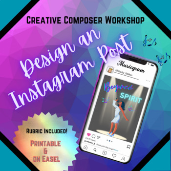 Preview of Design an Instagram Song Post  Lesson Project - Printable and Easel