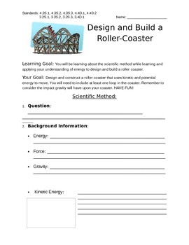 Roller Coaster Design Worksheets Teaching Resources Tpt