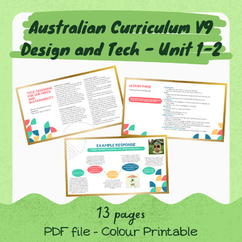 Preview of Design and Technologies Australian Curriculum V9: One/Two Unit Plan