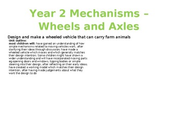 Preview of Design and Technology Wheels and Axles Teaching Plan