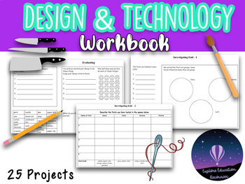 Preview of Design and Technology Worksheet Booklet for 25 projects