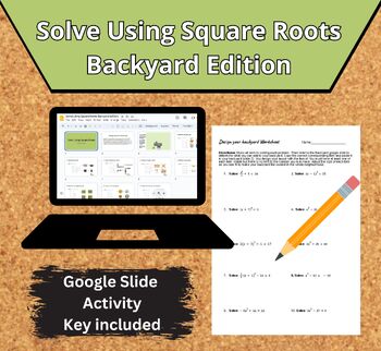 Preview of Design your Backyard - Solve Using Square Roots - Google Slides Activity
