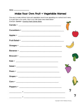 Preview of Design your own fruit and veggie menu items!