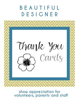 Preview of Designer Thank You Cards for Volunteers, Parents and Staff