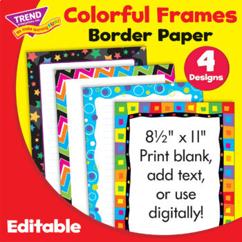 Preview of Designer Variety Pack Digital Border Paper Frame, Blank and Lined
