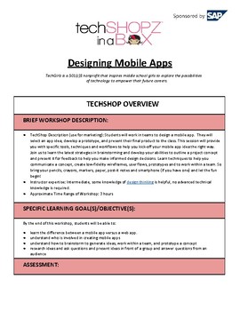Preview of Designing Mobile Apps - TechGirlz Workshop Plan
