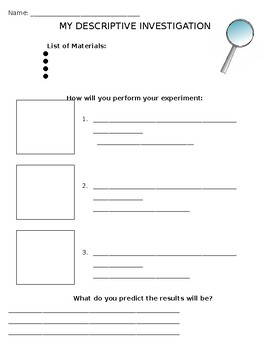 Preview of Designing a Descriptive Investigation Recording Sheet (for any science skill)