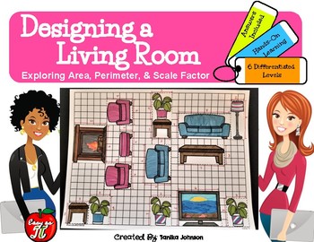 Preview of Designing a Living Room (Area, Perimeter, and Scale Factor)