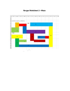 Preview of Designing a Maze with Cell Ranges --  Microsoft Excel or Google Sheets