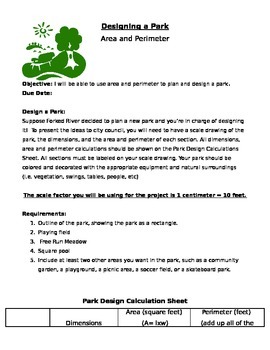 Preview of Designing a Park (Area & Perimeter)