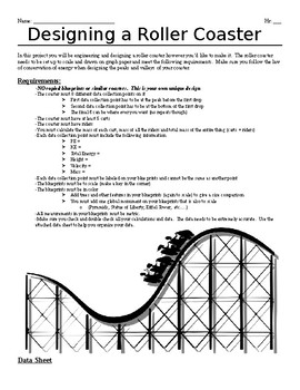 Preview of Designing a Roller Coaster using the Law of Conservation of Energy