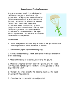 Preview of Designing and Testing Parachutes Lab