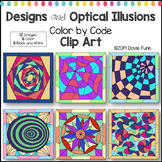 Designs and Optical Illusions Color by Number or Code Clip