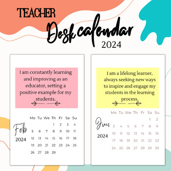 Desk Calendar 2024 for Teachers With Positive Affirmations by by LilyAnne