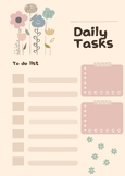 Desk - Daily Task Tracker - Beige Boho Themed
