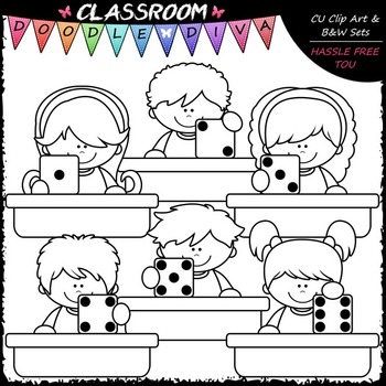 Desk Dice Kids Clip Art - Math Clip Art & B&W Set by Classroom Doodle Diva
