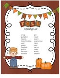 Fall Spelling List