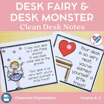 Preview of Desk Fairy and Desk Monster Clean Desk Notes