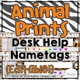 Editable Desk Help Namet Tags/ Name Plates in Animal Prints