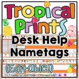 Desk Help Name Tags/ Plates in Tropical Colors: Lime, Teal