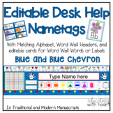Editable Desk Help Name plates with matching Alphabet, and
