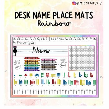 Preview of Desk Name Place Mats - Rainbow