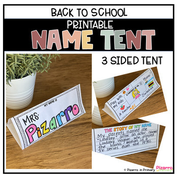 Preview of Desk Name Plate Name Tent | Flexible Seating Back to School Activity Name Story