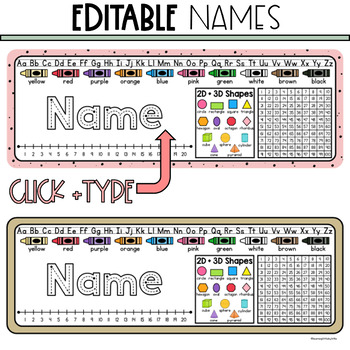 Desk Name Plates Editable | Boho Name Tags - Primary Back to School