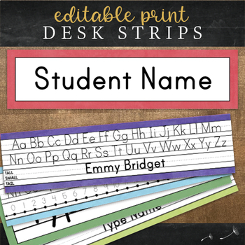 Preview of Manuscript Desk Strips : Editable Name Plates