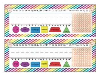 Desk Name Plates - Rainbow Stripes Theme by The Write Combo | TPT
