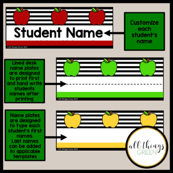 Desk Name Plates For Students Apple Themed By Amanda Green All