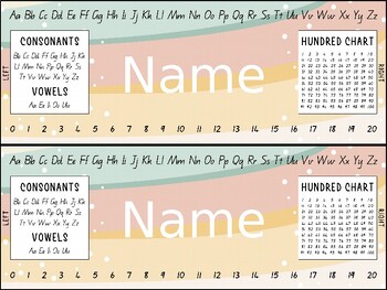 Preview of Desk Name Plates using QLD Beginners Font (editable name) - Dotty Waves