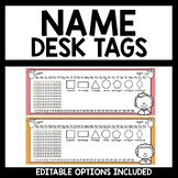 Desk Name Tags Bright and White Class Decor
