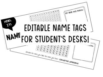 Preview of Desk Name Tags **Editable**
