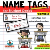 Desk Name Tags | Editable | Alphabet and Number Line | Bea