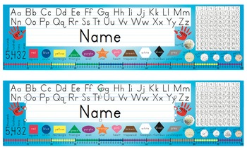 Preview of Desk Name Tags w/Canadian Coins & Number Line - 8.5x14 in MS Word (Editable)