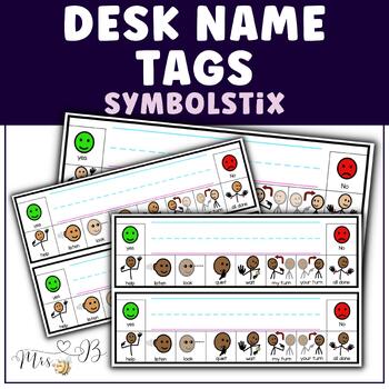 Preview of Desk Name Tags with visuals symbolstix
