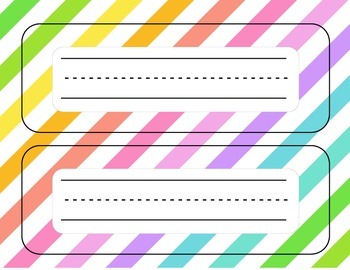 Desk Nameplates: Neon Diagonal Stripes by Beached Bum Teacher | TpT